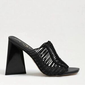 SAM EDELMAN Black Laurette Block Mule Heel Lattice Upper SZ: 6.5